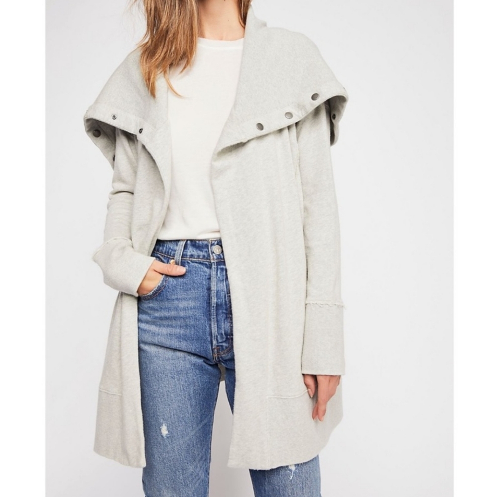FREE PEOPLE Women's Gray Catch Up Cardigan Sweater
